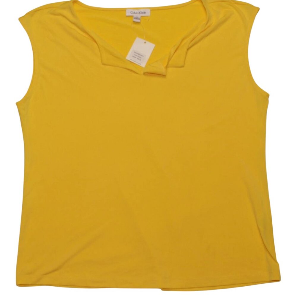 Calvin Klein Women's Sleeveless Yellow Shirt K5DH7014 NWT Size XL
